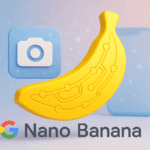3D Illustration einer futuristischen Banane als Symbol für Google Nano Banana, das neue KI-Bildmodell für mobile Bildbearbeitung