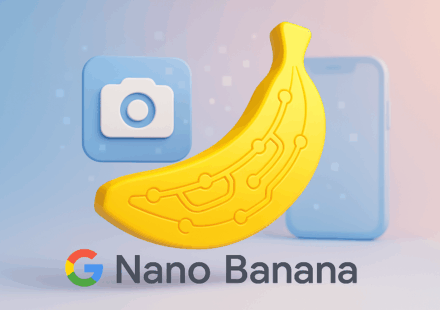 3D Illustration einer futuristischen Banane als Symbol für Google Nano Banana, das neue KI-Bildmodell für mobile Bildbearbeitung