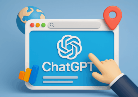 3D-Illustration eines modernen Browserfensters mit ChatGPT-Logo und KI-Interaktion im OpenAI Atlas Stil